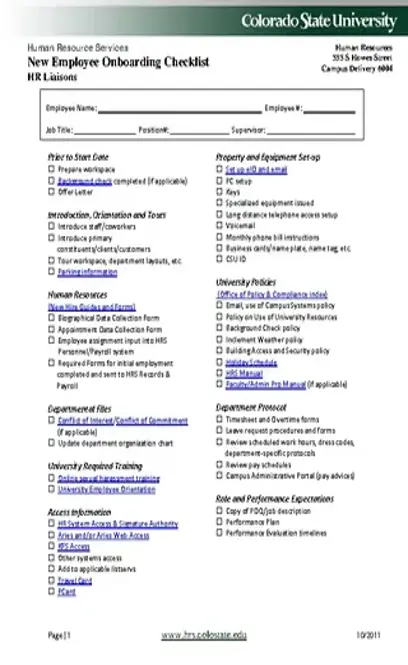 New Employee Onboarding Checklist