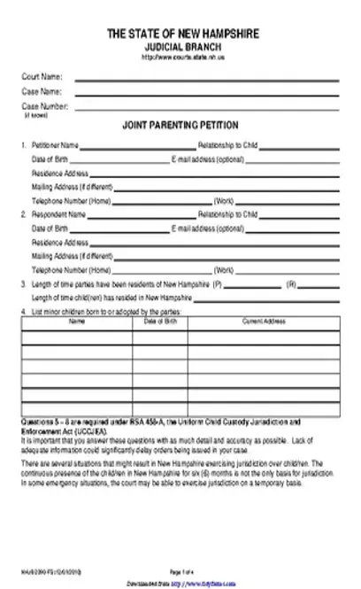 New Hampshire Parenting Petition Joint Form