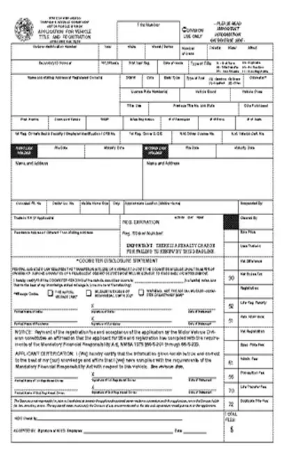 New Mexico Application For Vehicle Title And Registration Mvd10002