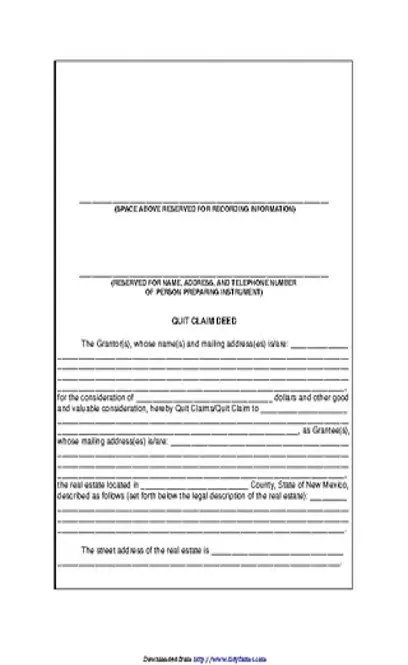 New Mexico Quit Claim Deed Form