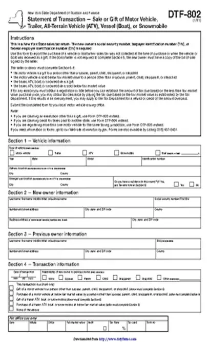 New York Bill Of Sale Form