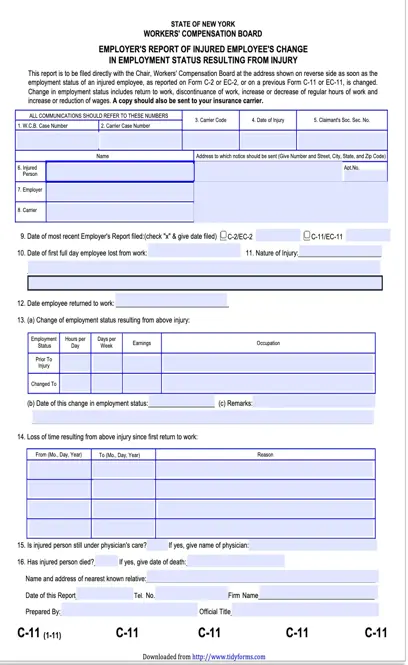 New York Employers Report Of Injured Employees Change In Employment Status Resulting From Injury