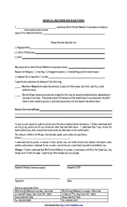 New York Medical Records Release Form 1