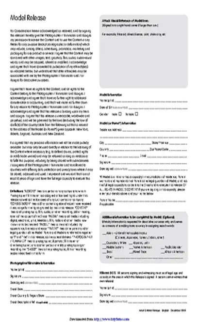 New York Model Release Form 1