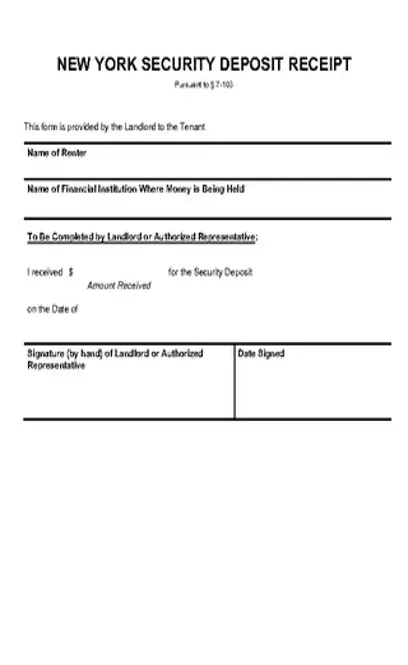 New York Security Deposit Receipt Form