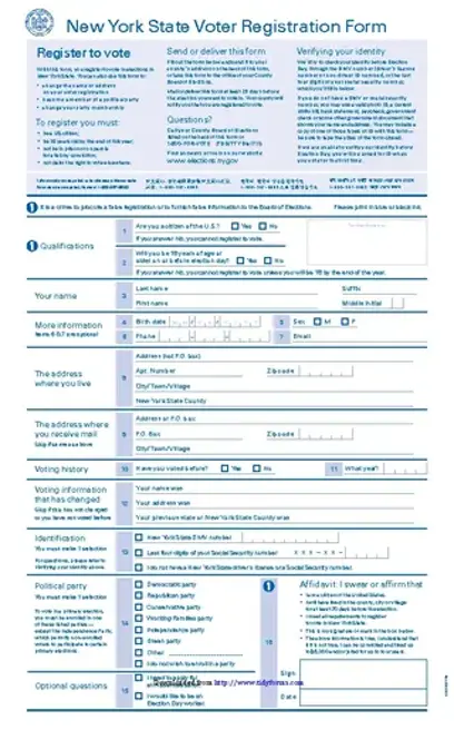 New York State Voter Registration Form