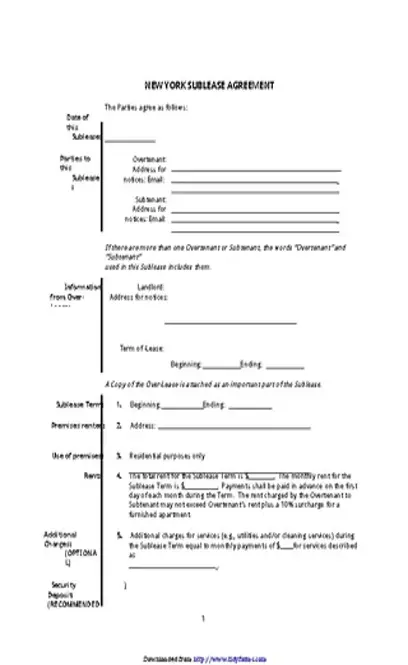 New York Sublease Agreement