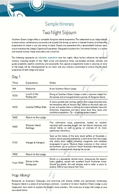 Night Sample Itinerary Template