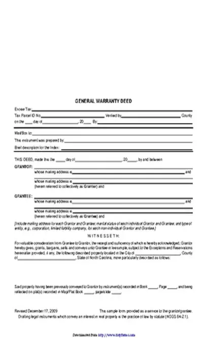 North Carolina General Warranty Deed 2