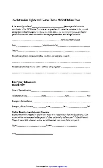 North Carolina Medical Release Form 2