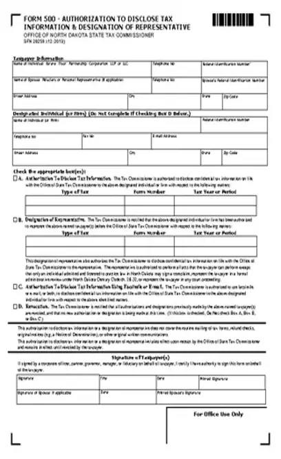 North Dakota Tax Power Of Attorney Form500