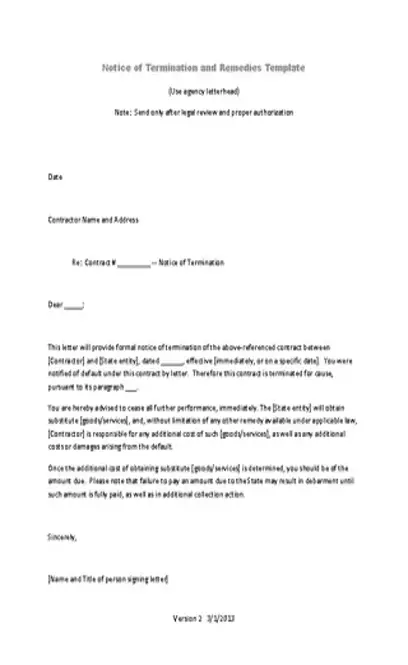 Notice Of Service Termination Letter Letter Template Pdf