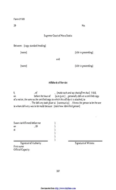 Nova Scotia Affidavit Of Service Form