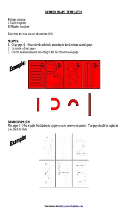 Number Shape Templates