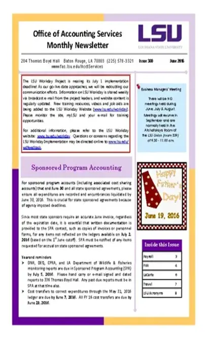 Office Of Accounting Services Monthly Newsletter