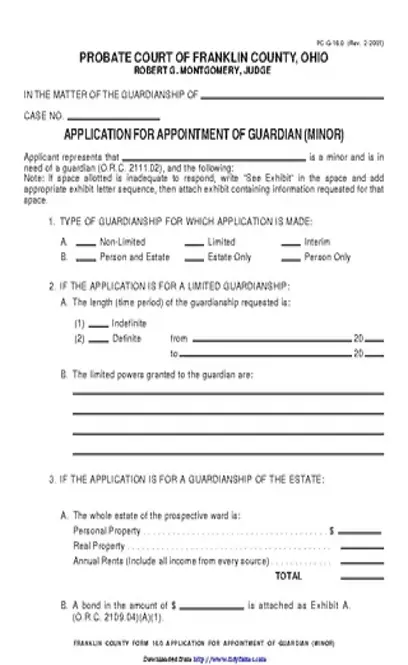 Ohio Guardianship Form 1