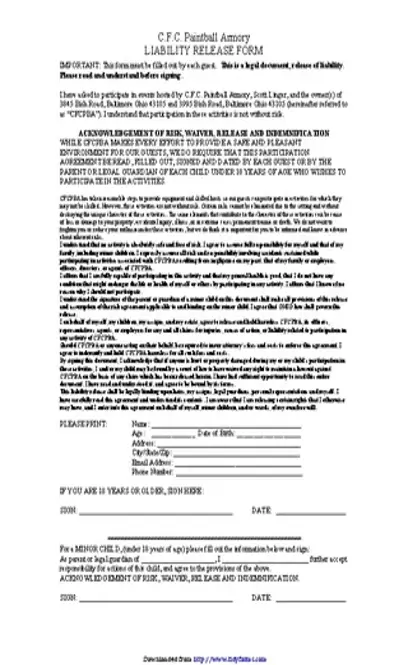 Ohio Liability Release Form 1