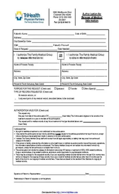 Ohio Medical Records Release Form 3