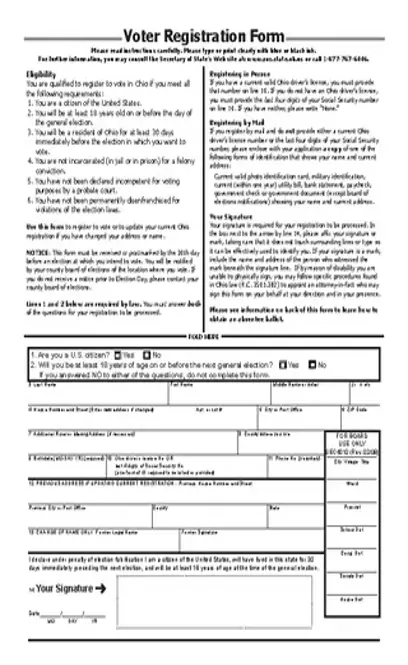 Ohio Voter Registration Form