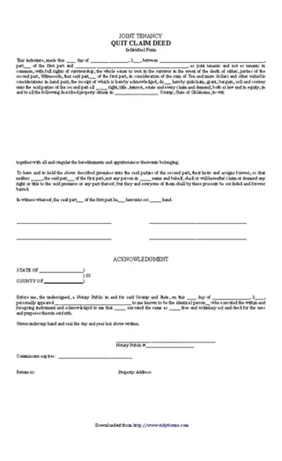 Oklahoma Quitclaim Deed Form