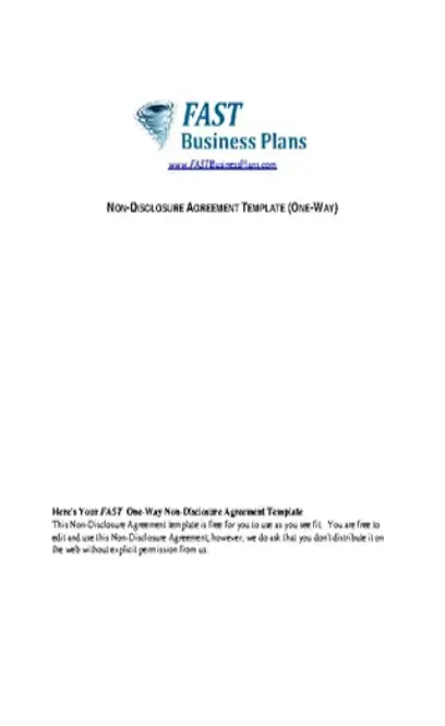 One Way Non Disclosure Agreement Standard Template