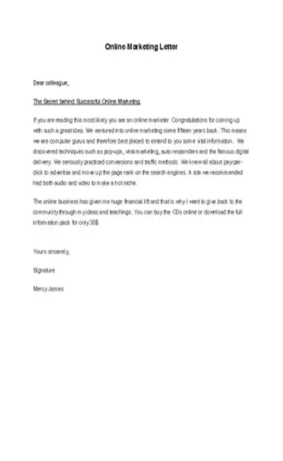 Online Marketing Letter