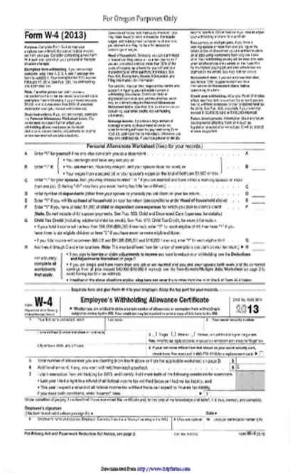 Oregon Form W 4 2013