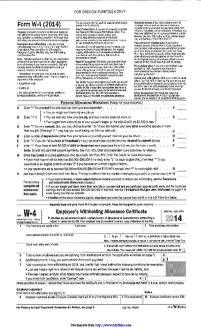 Oregon Form W 4 2014