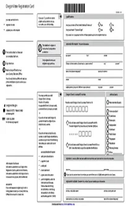 Oregon Voter Registration Card