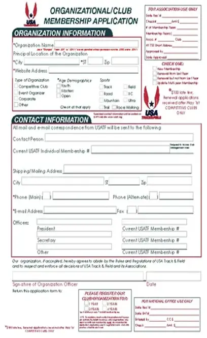 Organizational Club Membership Application Sample Download