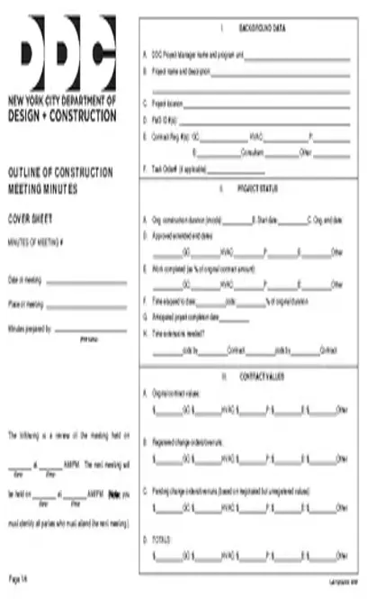 Outline Of Construction Meeting Minutes