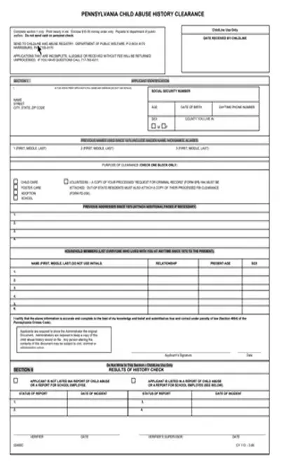 PA State Child Abuse Clearance PDF