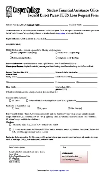 Parent Plus Loan Application Form 2