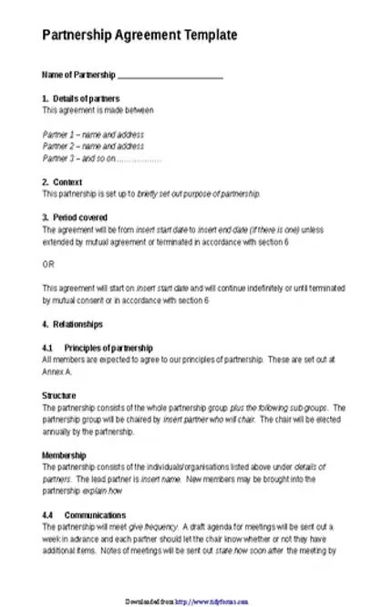 Partnership Agreement Template