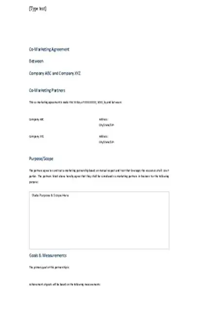 Partnership Marketing Agreement Template