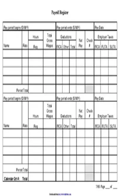 Payroll Register Template