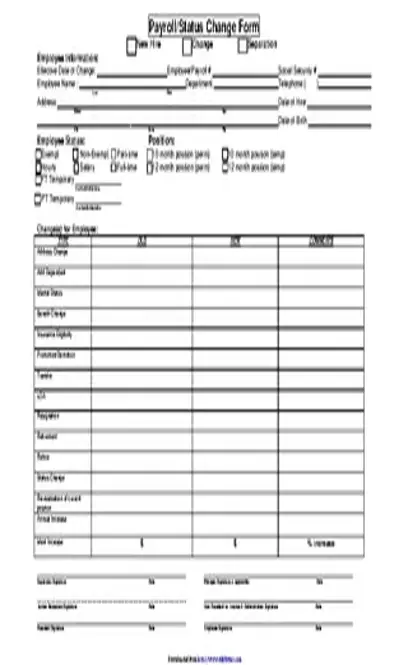 Payroll Status Change Form