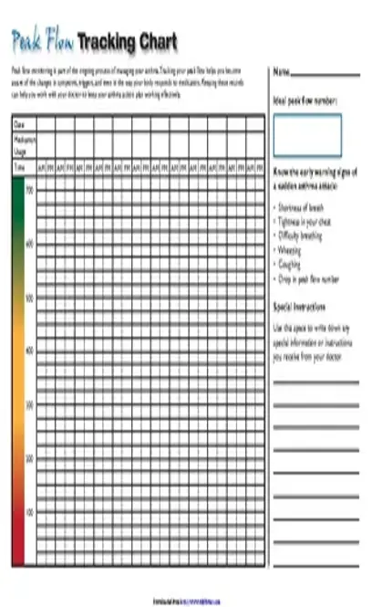 Peak Flow Tracking Chart