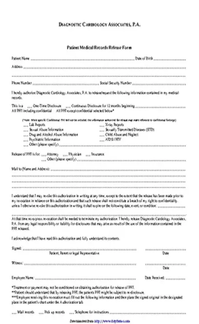 Pennsylvania Medical Records Release Form