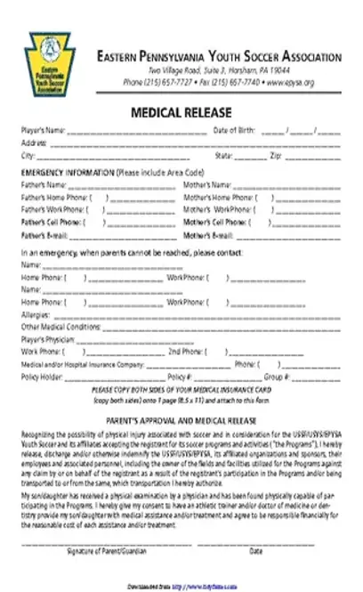 Pennsylvania Medical Release Form 3