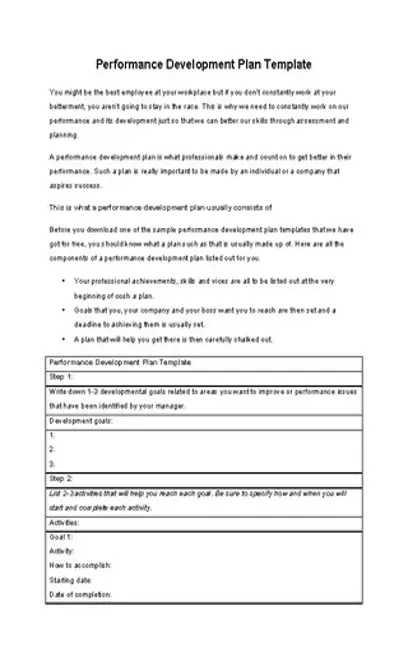 Performance Development Plan Template