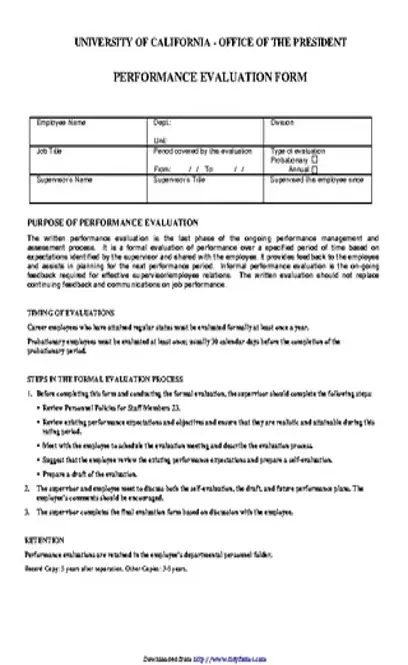 Performance Evaluation Form 1