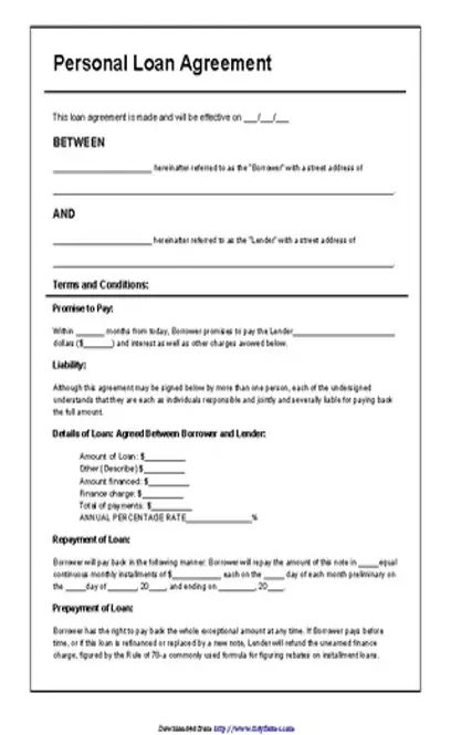 Personal Loan Agreement Form 3