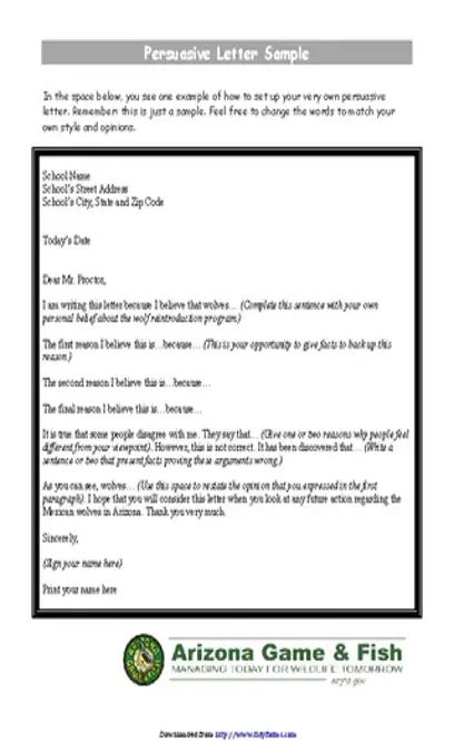 Persuasive Letter Sample