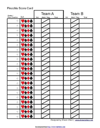 Pinochle Score Pad