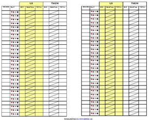 Pinochle Score Sheet