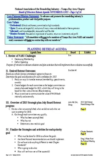 Planning Retreat Agenda Template