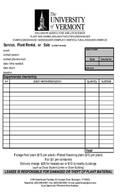 Plant Rental Invoice Template