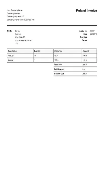 Poland Invoice Template