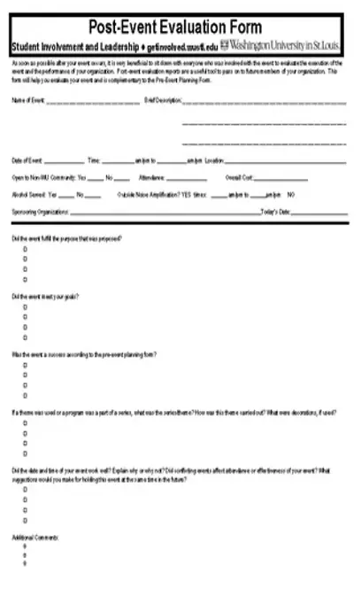 Post Event Evaluation Form